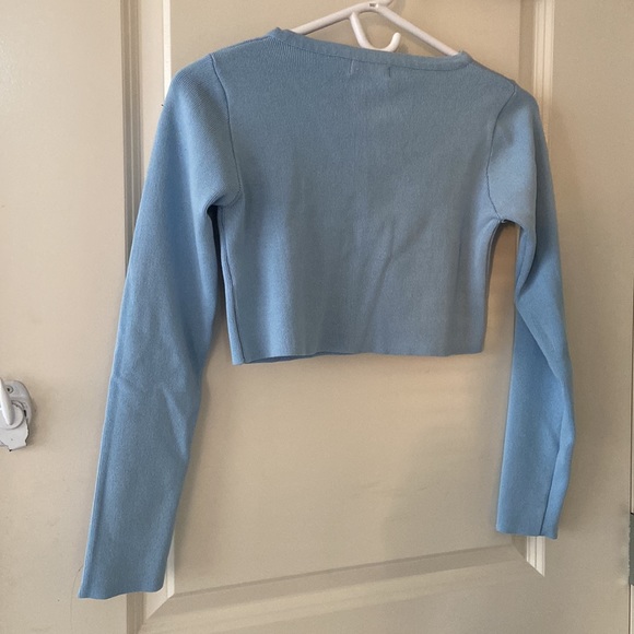 Blue Cropped Cardigan - Picture 3 of 6